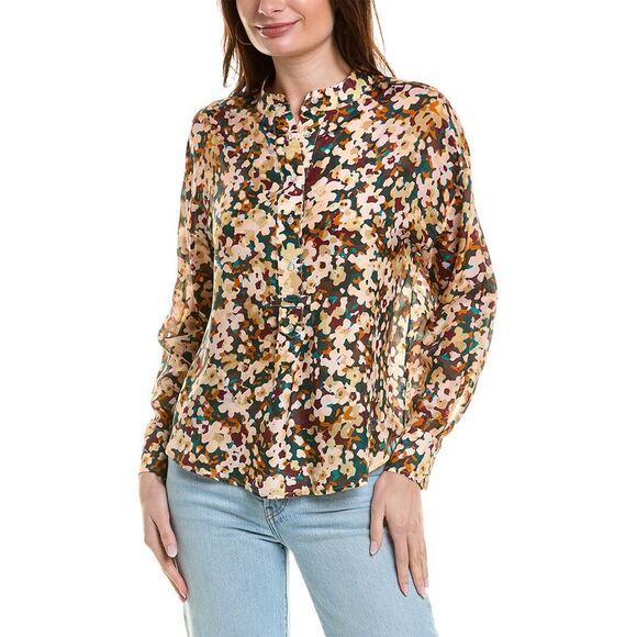 Johnny Was Tops - Johnny Was Floral Half Placket Button Silk Top